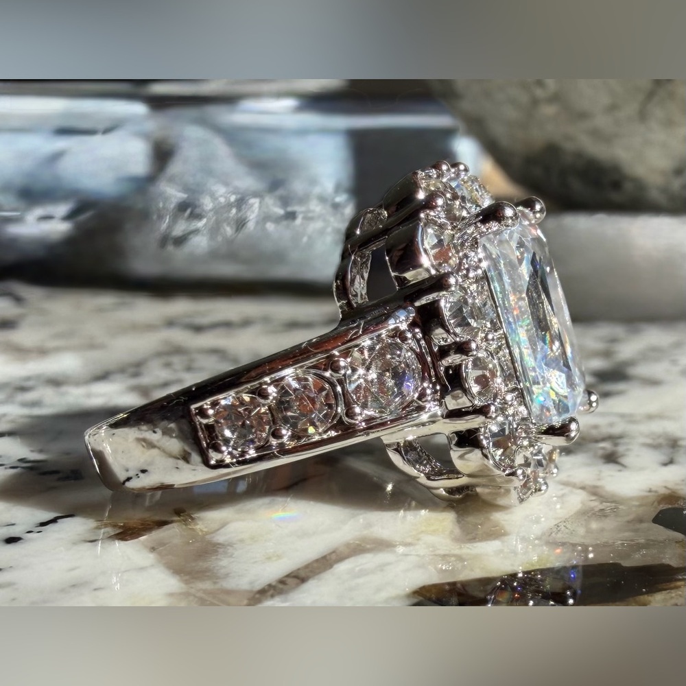 NVC Nataliya V Collister Avon Silver Plated CZ Cocktail HALO Ring_Kyra_SZ 7 - Picture 7 of 10